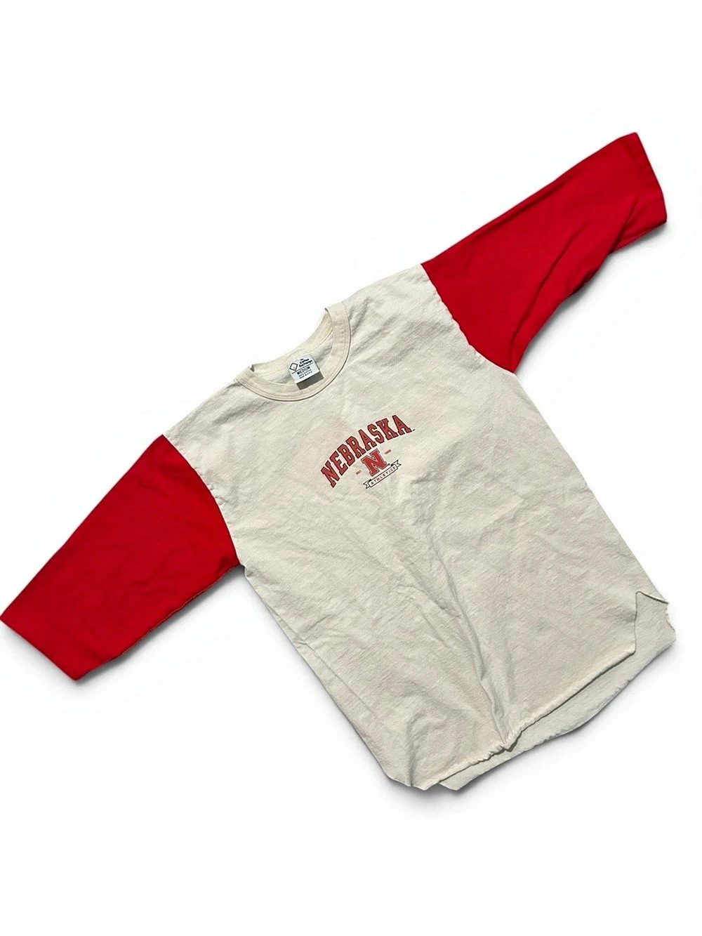 1980s Single Stitch Nebraska Athletics 3/4 Sleeve Tee Size Medium